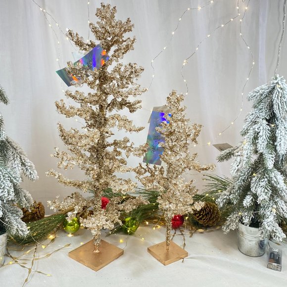 Rachel Zoe Jeweled Cluster Crystal Glass Gold Holiday Christmas Tree 24" New - Picture 2 of 16